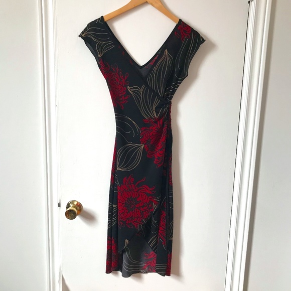 LE CHATEAU BLACK FLORAL DRESS XS - Picture 3 of 14